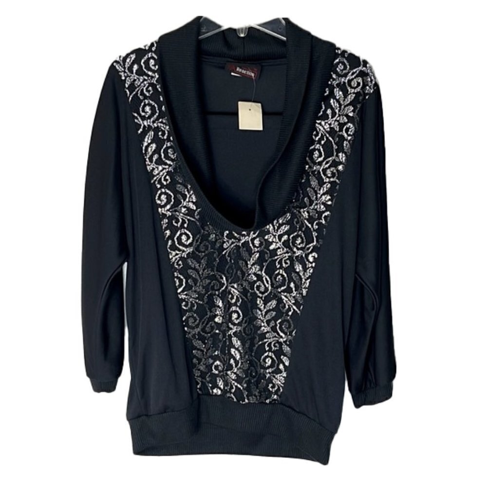 ❤️ 🆕 REACTION Black & Silver Top Size M